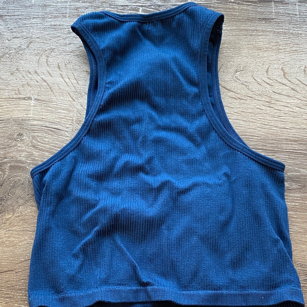 Navy Ribbed Tank Top - Picture 5 of 6